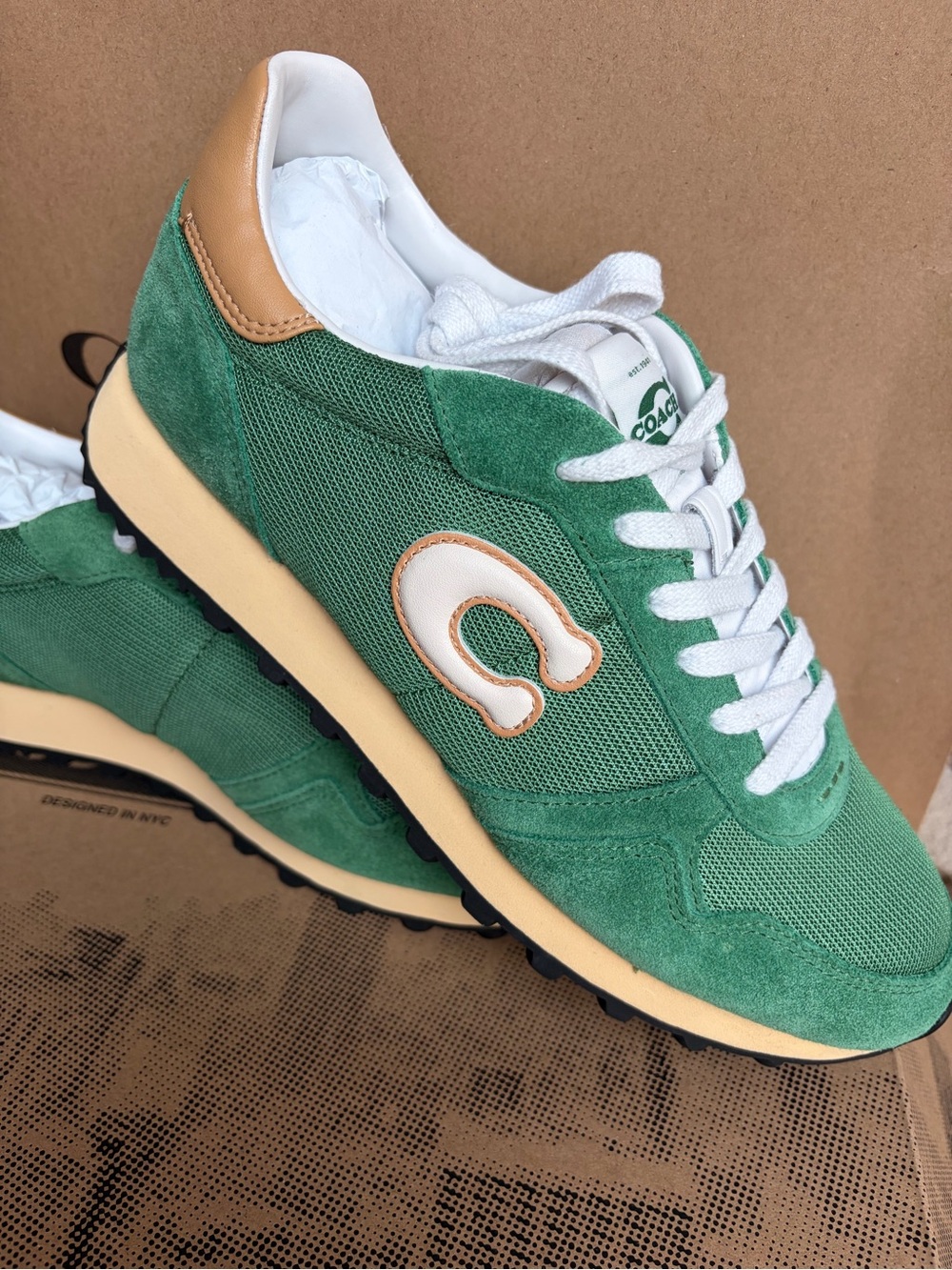 Coach Men’s green & White Low-Top Sneaker new with tag size 9
